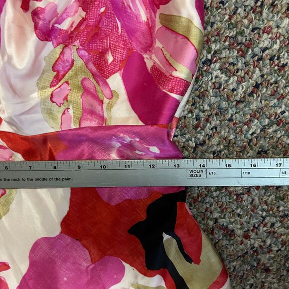 Banana Republic Pink Tropical Floral 100% Silk Strapless A-Line Midi Dress Sz 4 - Picture 9 of 11